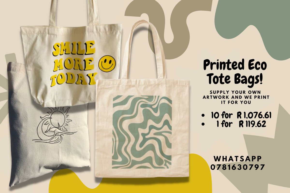 Rebirth_Tseleng's tweet photo. Need a dope tote bag or just need some cute bags for hampers? Whatever your artwork, we will be happy to help 
#gameblackfriday #grootman #kabza #Lemons2Lemonade https://t.co/qQOh5Zgf4Q
