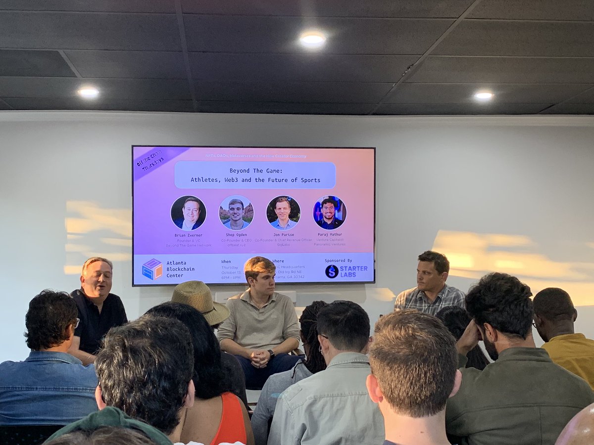 JamesSummer_III's tweet photo. Great discussion tonight @AtlantaChain with @BrianZwerner @ShepOgden and @Jon_Parise on NFT’s, DAO’s, Metaverses and the New Creator Economy https://t.co/gh7DdnYHVD
