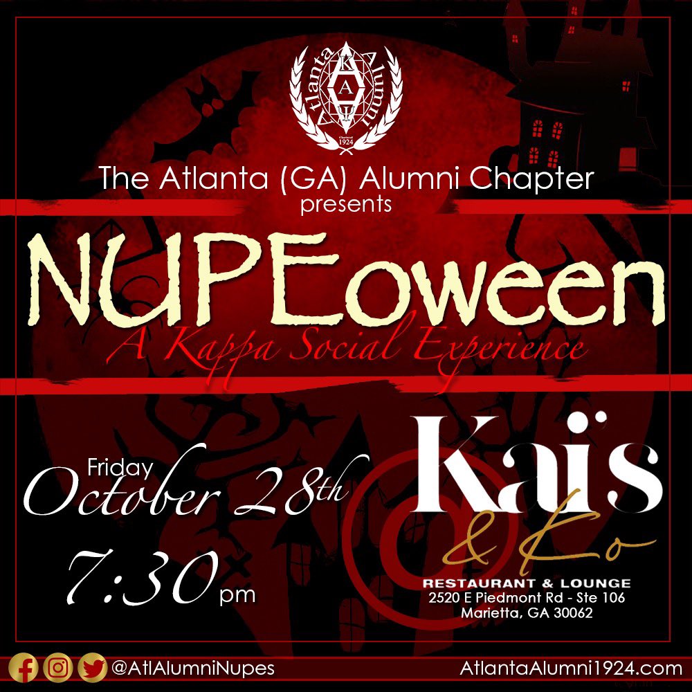 AtlAlumniNupes's tweet photo. 👀🎃 We’re backkk…
Come enjoy a great night with us at Kai’s and Ko! 
#ATLNUPEs https://t.co/FvPcJt7MY4
