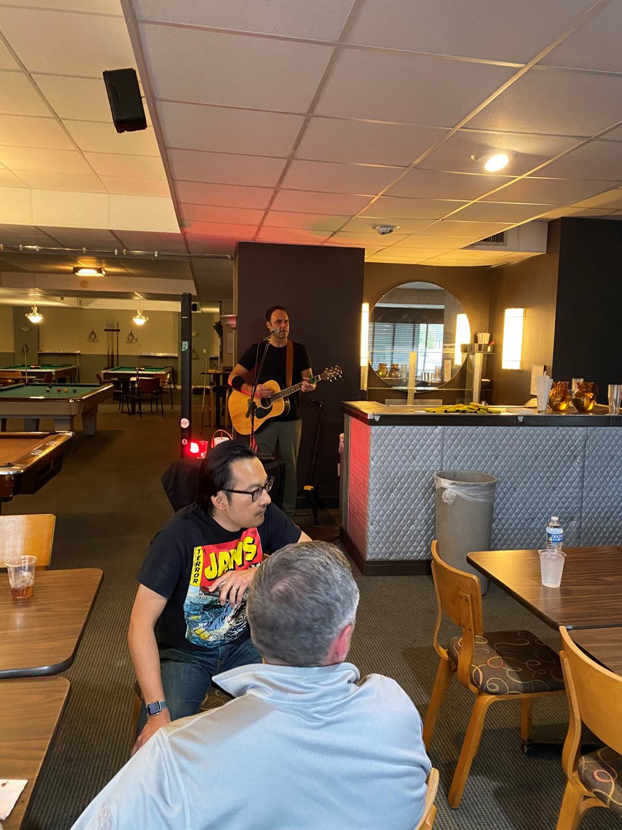 PrecoatMetals's tweet photo. Here are a few images from our awesome team-building event that was hosted after the quarterly sales meeting on Tuesday! What a great night! We played pool, shuffleboard and darts. We also had Brett Wiscons sing some tunes. #teambuilding #precoatmetals #workforprecoat #metalcon https://t.co/G8tFzMoJfe