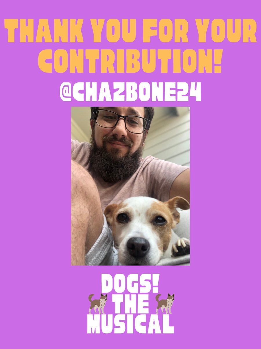 jhandlerwriter's tweet photo. Thank you @chazbone24 for your contribution! One of our most enthusiastic supporters from day 1. 

Let's keep the momentum going: https://t.co/5cVpHZoELY

@dogs_themusical
#dogs https://t.co/tSRwl5XXHR
