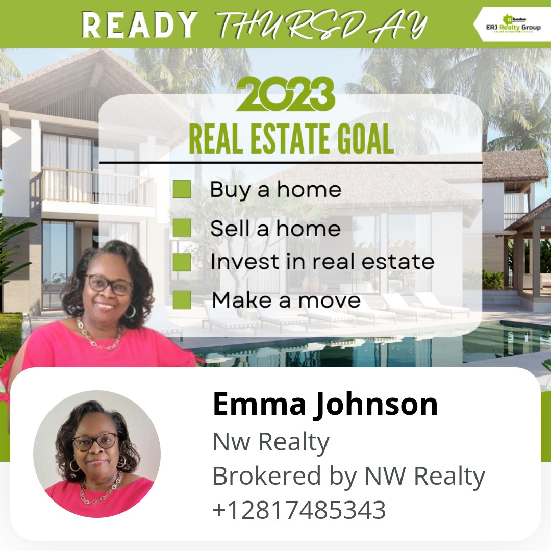 EmmaJohnson16's tweet photo. Setting goals for the year ahead helps you stay focused.
What is your real estate goal for 2023? Comment below.
.
.
#homesellers #pearlandrealestate #erj_realtor #erjrealtygroup #realtor #dreamhomes #homebuyers #realestateagent #homesearch #housingmarket #unlockthekey https://t.co/ZvlvN3VnEo