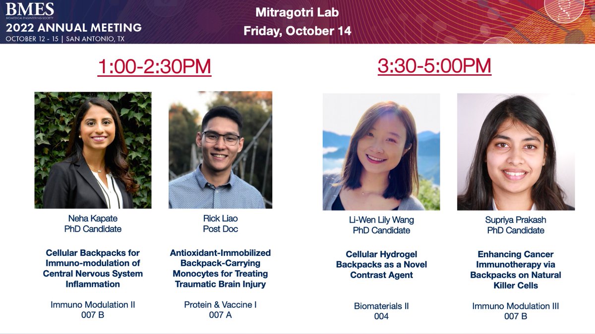 Neha Kapate, PhD (@nehakapate) on Twitter photo Interested in cell hitchhiking for therapy and imaging applications? Check out the Mitragotri Lab’s talks Friday 10/14 afternoon at #BMES2022! <a href="/RickLiaoPhD/">Rick Liao</a> <a href="/LIWENWANG7/">Lily Li-Wen Wang</a> <a href="/SupriyaPrakash_/">Supriya Prakash, Ph.D.</a> <a href="/SMitragotri/">Samir Mitragotri</a> <a href="/hseas/">Harvard SEAS</a> <a href="/wyssinstitute/">Wyss Institute</a> Interested in cell hitchhiking for therapy and imaging applications? Check out the Mitragotri Lab’s talks Friday 10/14 afternoon at #BMES2022! <a href="/RickLiaoPhD/">Rick Liao</a> <a href="/LIWENWANG7/">Lily Li-Wen Wang</a> <a href="/SupriyaPrakash_/">Supriya Prakash, Ph.D.</a> <a href="/SMitragotri/">Samir Mitragotri</a> <a href="/hseas/">Harvard SEAS</a> <a href="/wyssinstitute/">Wyss Institute</a>