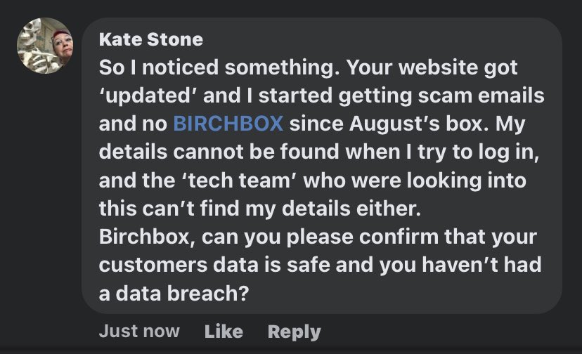kateellenstone's tweet photo. @BirchboxUK @birchbox This stinks of either a data breach and/or you guys paying off your creditors. Which is it? https://t.co/ecF3q858bX