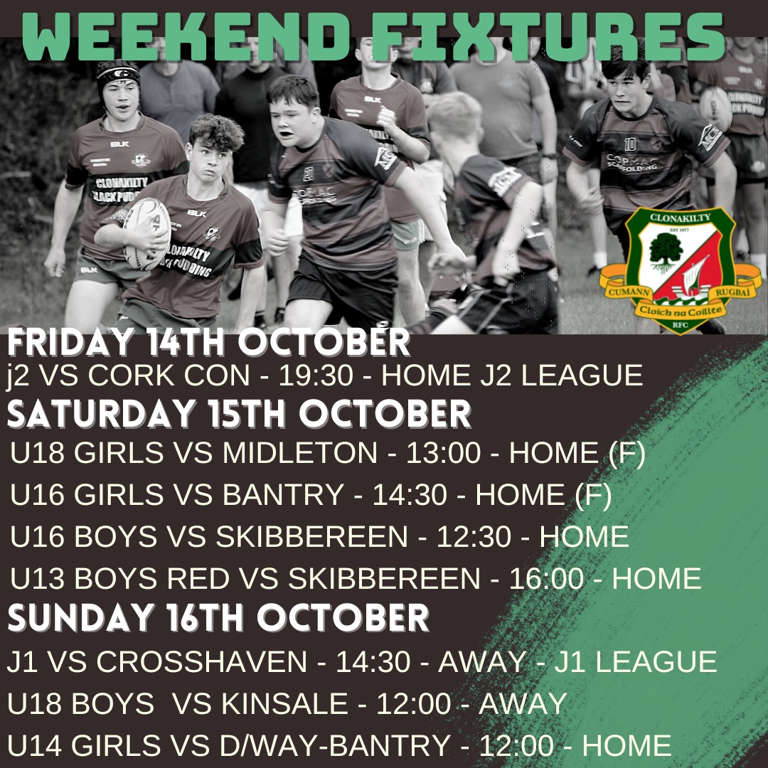 Busy weekend again for our adult and youth teams. Most teams are well into their leagues now, so good to luck to all our players 💪🏉 @MJCRugby @Munsterrugby @MunsterWomen