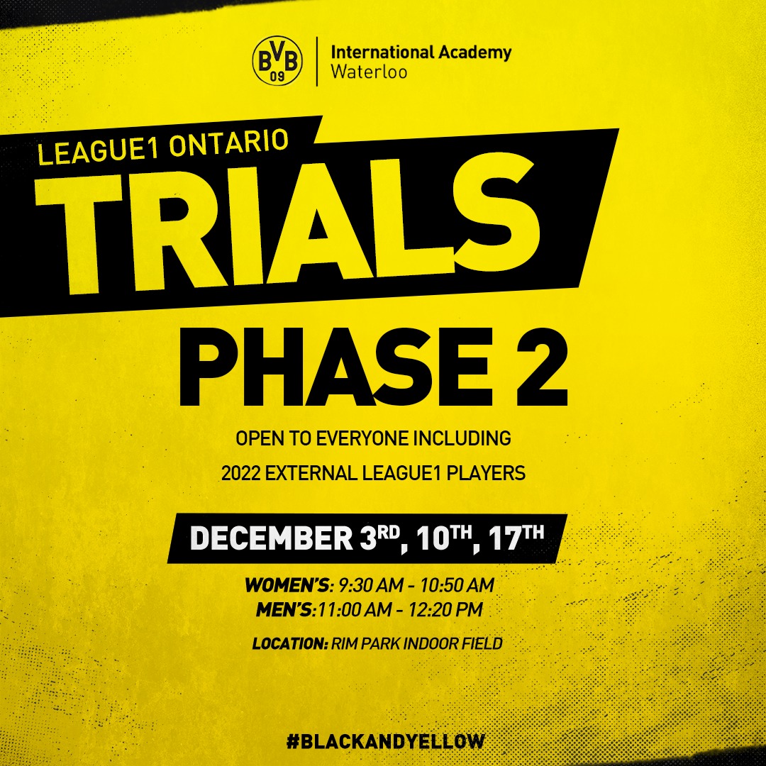 bvbiawaterloo's tweet photo. We are excited to announce our 2023 League1 Premier & Reserve Trials for players born 1990-2006!
If you are interested in playing League 1, click the link in our bio to register 💪
For additional information, kindly contact keyshia.martin@bvbinternationalacademy.com
#BVB https://t.co/kAiIaHVfBP