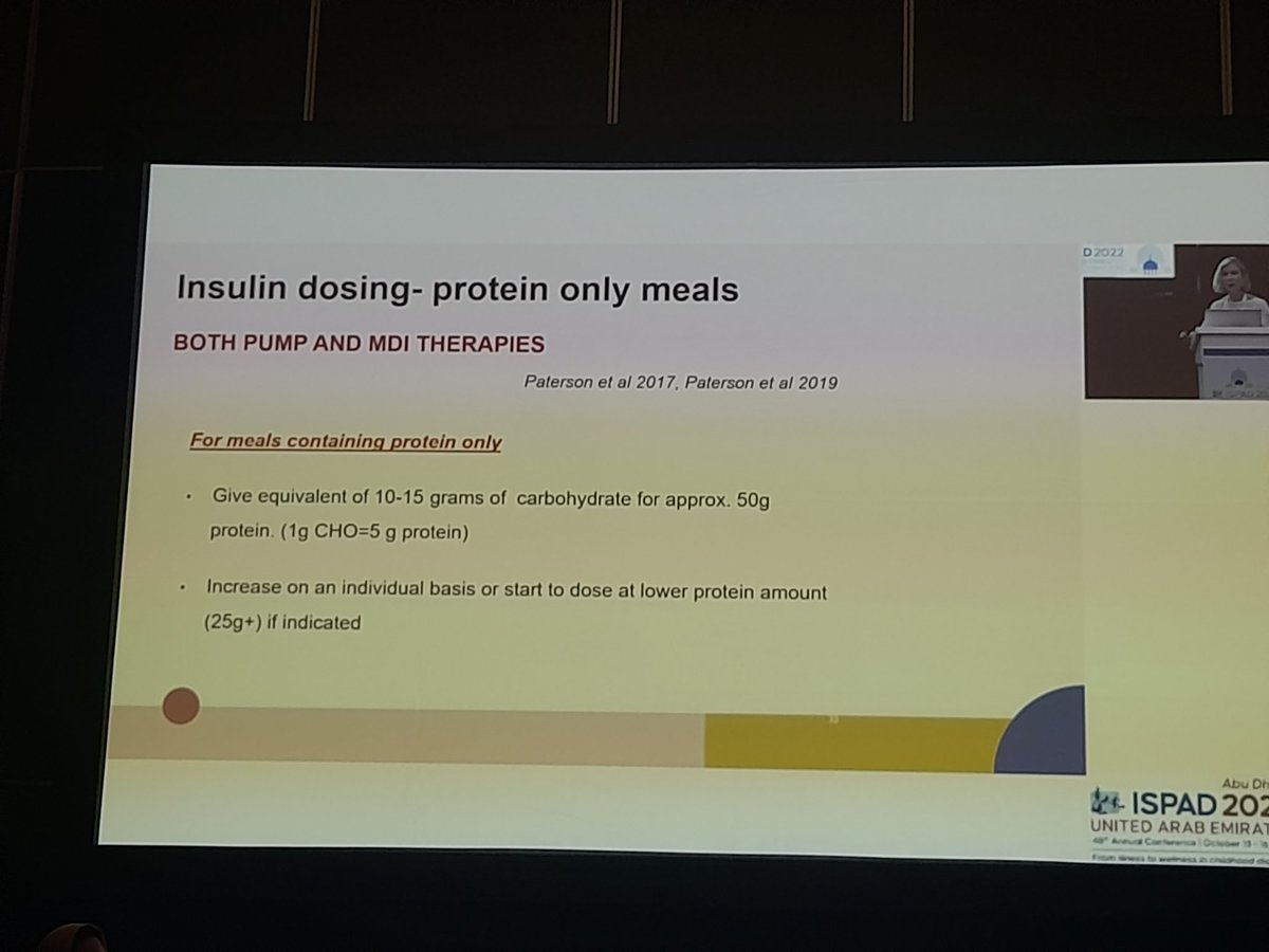 Rndemah's tweet image. جرعة الانسولين لوجبة مصدرها البروتين فقط للمصابين على المضخات أو الاقلام 
نعطي ما يعادل 10-15 كارب مايعادل 50 جم بروتين 
وتزيد على حسب حالة الفردية لكل فرد
5جرام بروتين =1 جرام كارب
#ISPAD2022 #سكري_الان