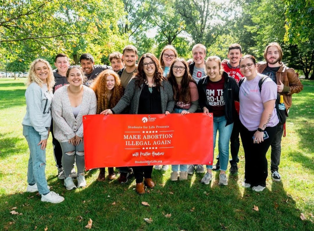 sflosu's tweet photo. The president of Students for Life of America, @KristanHawkins came to Ohio State Campus this past Tuesday the 4th as the first stop on her "Abortion Should Be Illegal Change My Mind" tour.  

Thank you Kristan and everyone who came out to have productive conversations with us! https://t.co/Y6VGmKQMHe