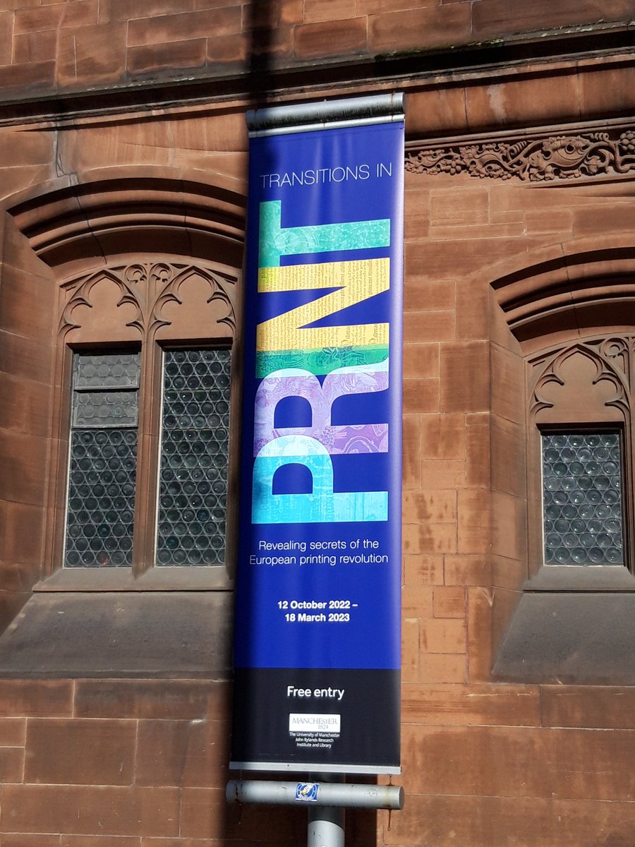 Transitions in Print exhibition is now open at <a href="/TheJohnRylands/">John Rylands Research Institute and Library</a>. Blown away by the astonishing objects on display, inc. the St Christopher woodcut of '1423', Gutenberg indulgence, blockbooks, etc. Congratulations <a href="/simps_julianne/">Julianne Simpson</a>, <a href="/temilyan/">Emily Tan</a> and colleagues.
