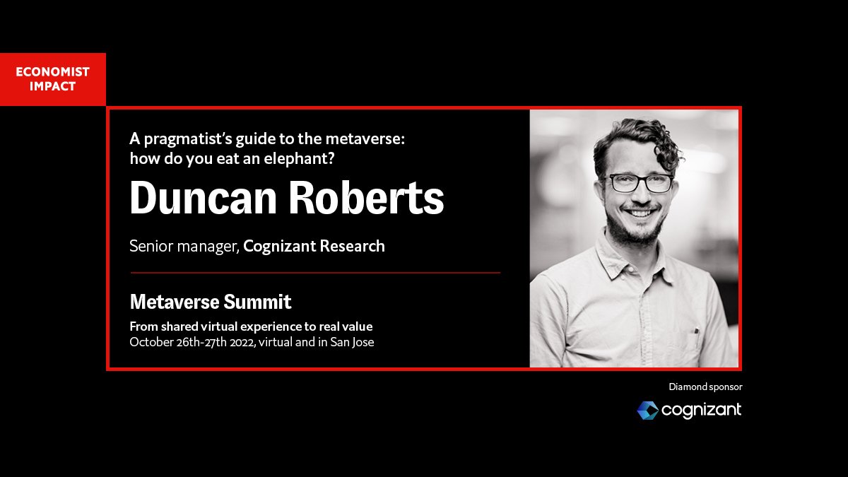 I l'm super excited to be speaking at the Metaverse Summit taking place on October 26th-27th 2022 in San Jose 
and in the metaverse, hosted by Economist Impact <a href="/EconomistEvents/">Economist Impact events</a>. Find out more &amp; register at 
bit.ly/3Pc7sVl
#EconMetaverse
