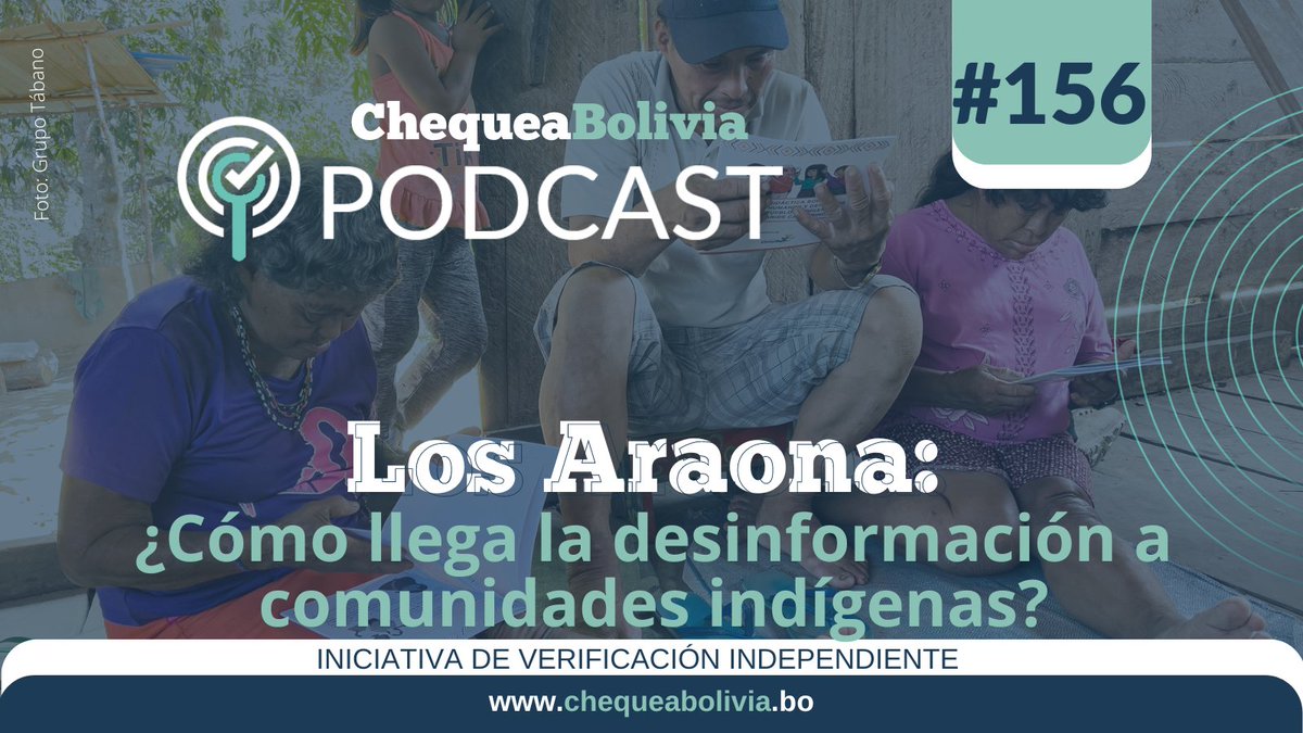 ChequeaBolivia's tweet photo. #ChequeaBoliviaPodcast #PodcastBO
👉Bolivia tiene bajo porcentaje de vacunación y a pueblos indígenas como los Araona la vacuna no llegó, pero la desinformación sobre COVID-19 los invadió. ¿Cómo pasó esto? Te lo contamos en este  episodio. Escúchanos en: https://t.co/EyrdGqJMv2 https://t.co/ali6fF5n8Q