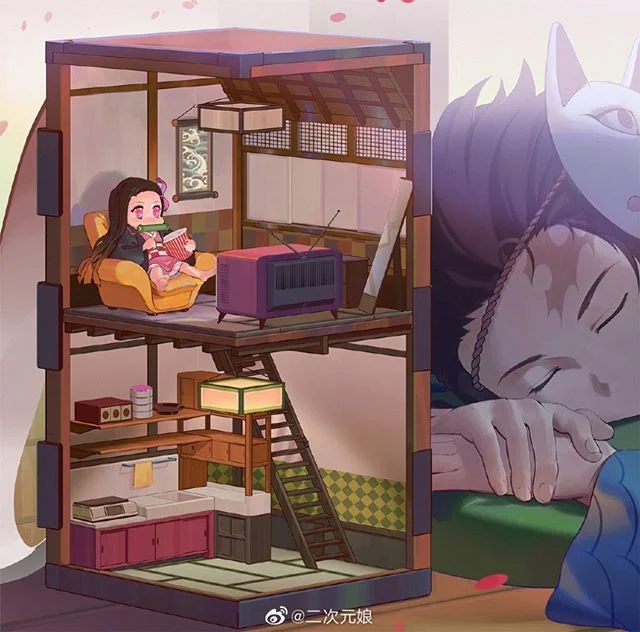 PuzziToo's tweet photo. @Noodledori3 Nah bro Nezuko be watching TV https://t.co/BC3bKxizeL