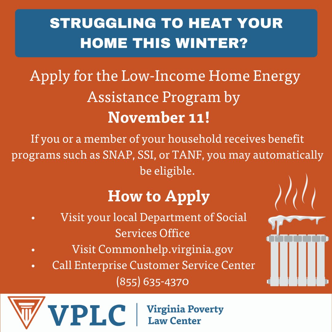 Winter is coming! ❄️ LIHEAP funding is now available. Apply to get assistance with your heating costs this winter. Learn more at commonhelp.virginia.gov