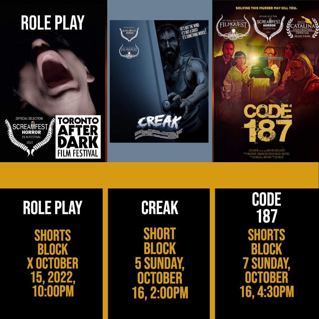 IvanDjurovic's tweet photo. Hello everyone! 
Here is the lineup for this Saturday and Sunday at @screamfestla. Three films in one festival, how cool is that? If you're already going to the festival or looking for some weekend entertainment, the ticket details are below. https://t.co/2RwoxKVOCu