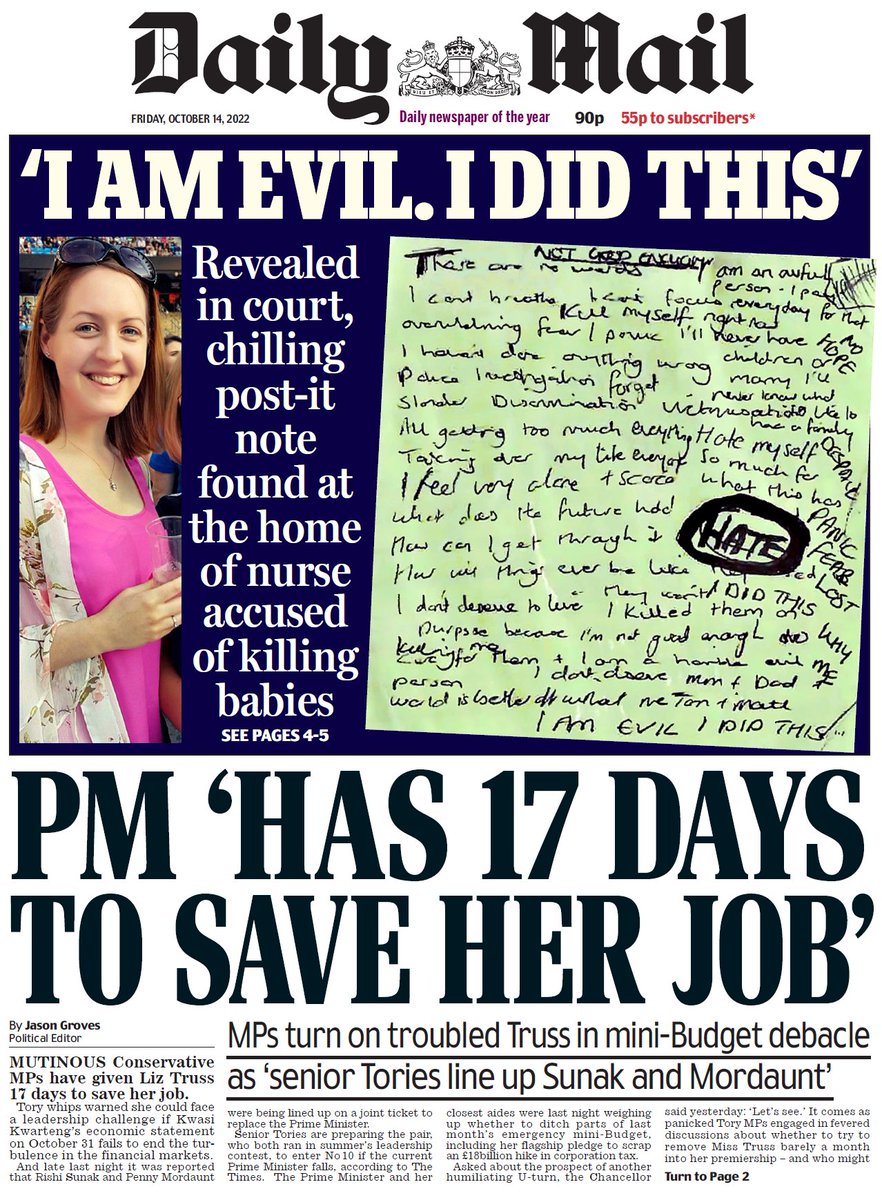 BBCNews's tweet photo. Friday’s Mail: “PM ‘has 17 days to save her job” #BBCPapers #TomorrowsPapersToday https://t.co/7FuHsAaBL7 https://t.co/CnP9wrqpTa