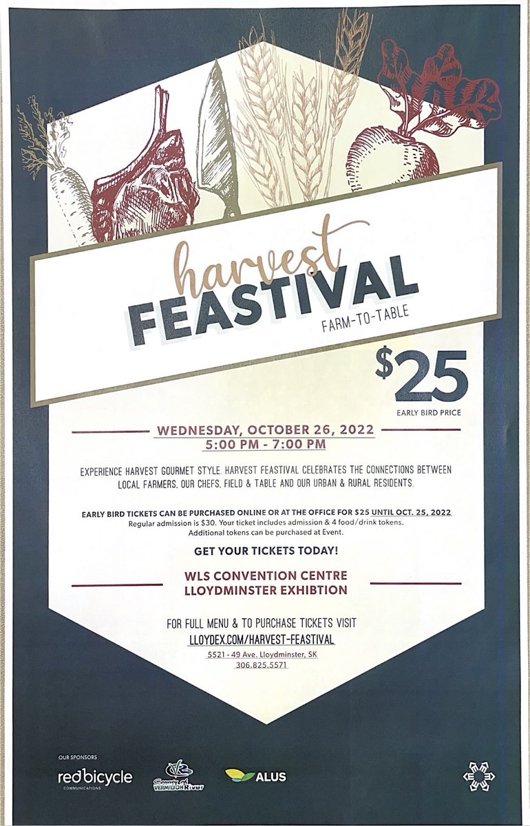 TerraWeaver's tweet photo. Remember to grab some tickets to Lloydminster’s #localfood event! It’s back on October 26 at the @lloydexh featuring locally grown beef, pork, Turkey, fruit, veggies and more! …maybe beer?…
Get your tickets here https://t.co/0msVhbLaVF  See you there! https://t.co/Ti3VGB1GDm