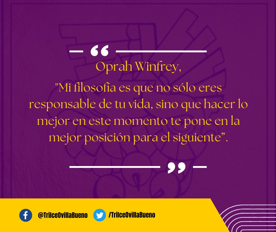 TFOVILLA's tweet photo. "Mi filosofía es que no sólo eres responsable de tu vida, sino que hacer lo mejor en este momento te pone en la mejor posición para el siguiente”.
Oprah Winfrey
#MujerLíder #MujeresPoderosas #PoderMujer https://t.co/BurqKIyDZy