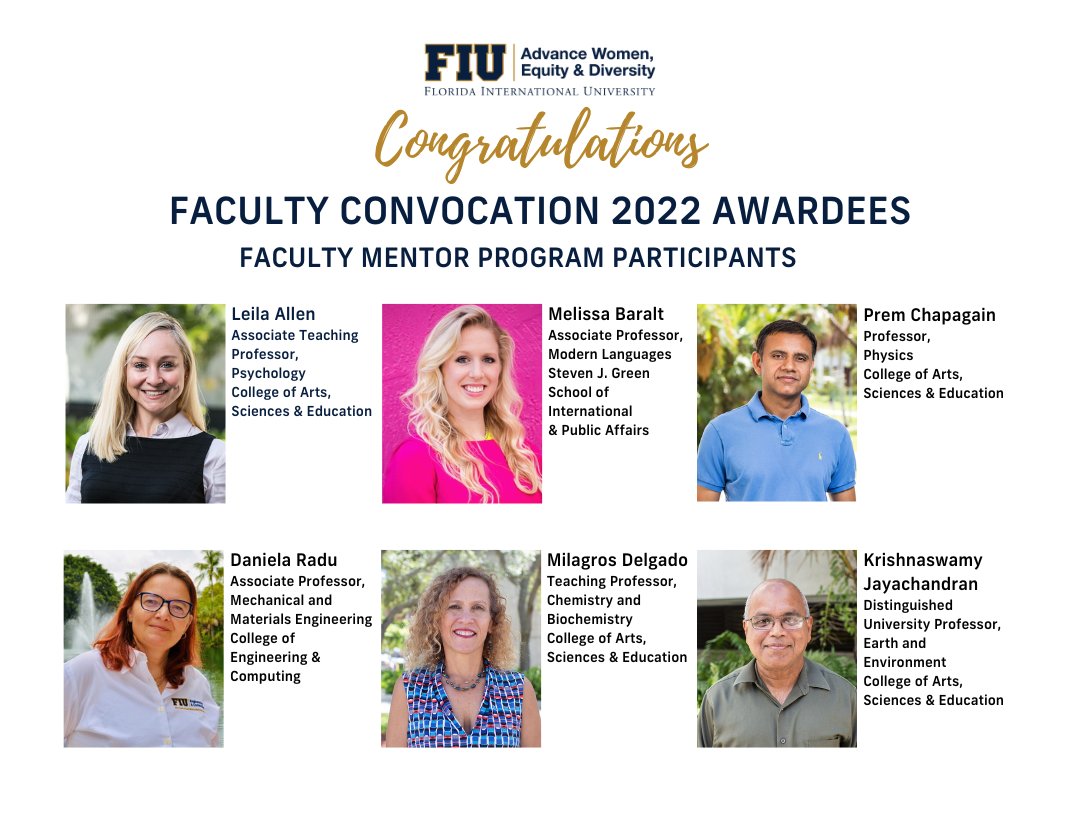 At <a href="/fiuawed/">FIU Office to Advance Women, Equity & Diversity</a> we want to congratulate some of the participants of our Faculty Mentor Program for earning awards at FIU's Faculty Convocation Awards. Thank you for all you do for the school!