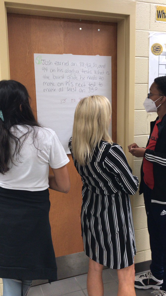 Gallery walk strategy is a way to engage students with algebra concepts at Riverwatch. #forsythpln #math #studentengagement