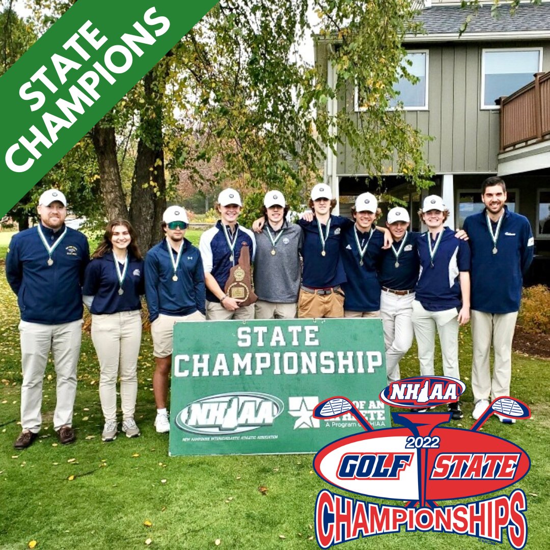 CONGRATULATIONS!
‘22 NHIAA State Champions

🏆 D2 Team Golf
🥇 Bow High School

Runners Up: 
🥈 Windham High School
{Windam, Timberlane Tied; Windham won Tiebreaker}

Full results: bit.ly/3Cpephs
#NHIAASports