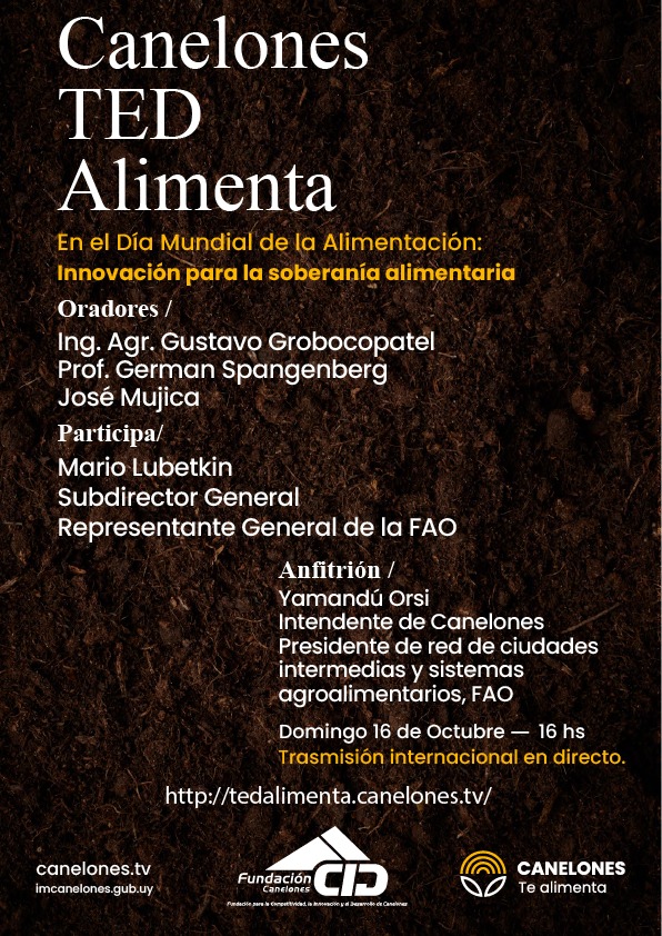 OrsiYamandu's tweet photo. El domingo es el Día Mundial de la Alimentación. Vamos a participar de la charla #CanelonesTedAlimenta: Innovación para la soberanía alimentaria. Es abierta por streaming y seguro nos dejará varios elementos para pensar y repensar un tema clave para el desarrollo de nuestro país https://t.co/wZmXKu9Sx5