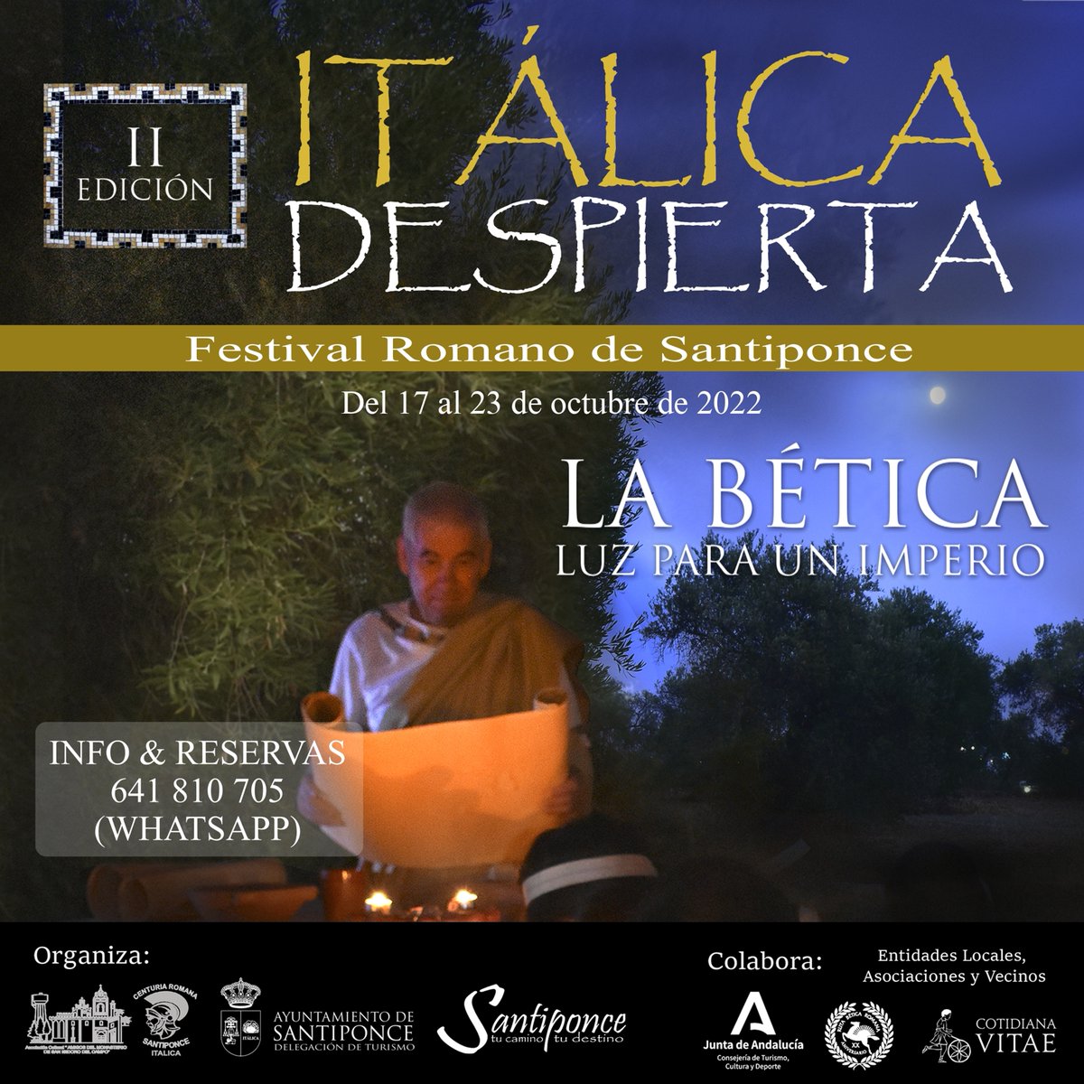 cotidianavitae's tweet photo. Presentamos #ItalicaDespierta, II Festival Romano de Santiponce. Programa, info y reservas disponibles desde el 14 de octubre. ¡Te esperamos! https://t.co/w0aPeFdAPD