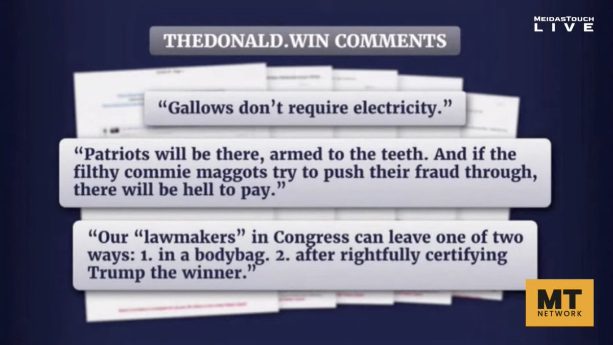 MeidasTouch's tweet image. Jason Miller bragged to Mark Meadows about firing up the &apos;base&apos; on extremist website TheDonald dot win. These were some of the comments on the page he sent Meadows.