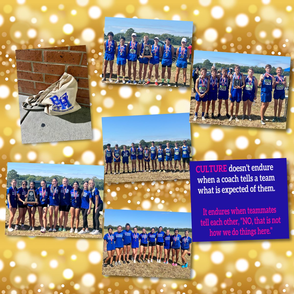 BHHSEagleTrack's tweet photo. It was a great day at the 2022 District 17-5A Cross Country Championships!
-🥇🥇🥇🥇for Varsity Boys, Varsity Girls, JV Boys, Freshmen Boys (5 YEARS IN A ROW)
-🥈on a 6th runner tiebreak for the JV Girls 
#rununcomfortable @BH_Athletics @BHBoosterClub https://t.co/c1k6gLT5c3