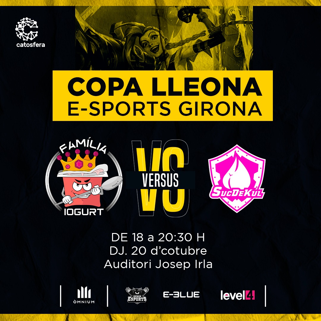 🦁 Girona no està preparada per al que passarà el pròxim  20 d'octubre... 🦁

<a href="/FamiliaIogurt/">Família Iogurt</a> i <a href="/SucDeKul/">SucDeKul</a> s'enfronten en la 1a edició de la Lliga Lleona!

Ens veiem tots allí a l'Auditori Josep Irla, no falteu!

Col: <a href="/omnium/">Òmnium Cultural</a>, @Heron_Esports, <a href="/EBlueGaming/">E Blue</a>, @bigc_bcn i <a href="/level4teches/">level4</a>