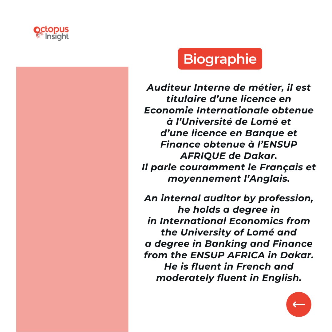 OctopusInsight's tweet photo. Today, we present to you Ted EKLOU, our Graphic Artist
Aujourd’hui , on vous présente Ted EKLOU , notre Graphiste 👇🏽

#ourteam #ourteamprofile #notreéquipe #octupusinsight #Consulting https://t.co/BLFnG5Bd7S