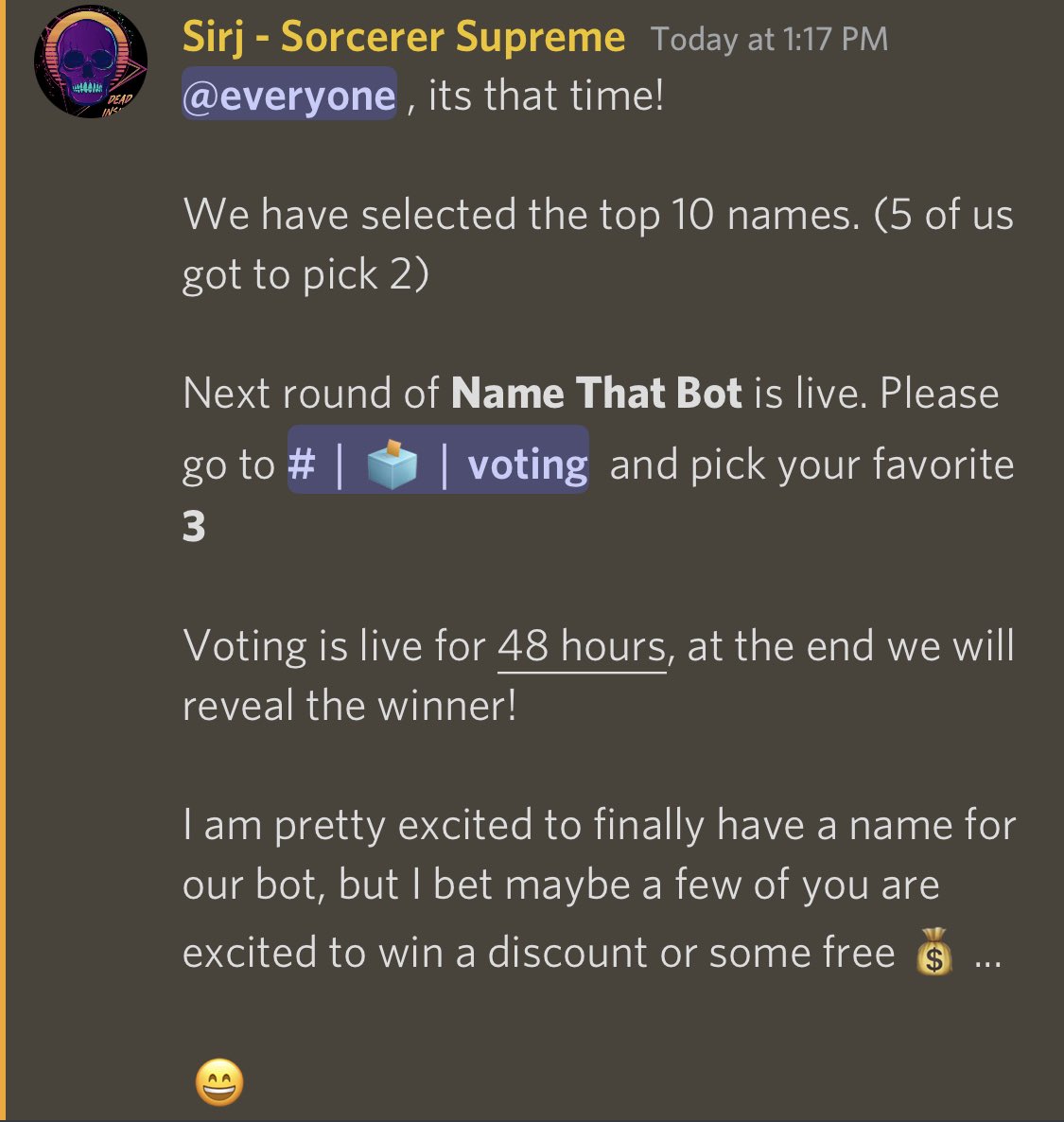 AlchemyTrades's tweet photo. The time to vote has come!
The #NameThatBot contests has its finalists and one will win $200 off a lifetime license or $200 in stables (if they are already an Alchemist)!
Jump in the discord and cast your vote!
#alchemytrades https://t.co/Q7FX1rUCEH