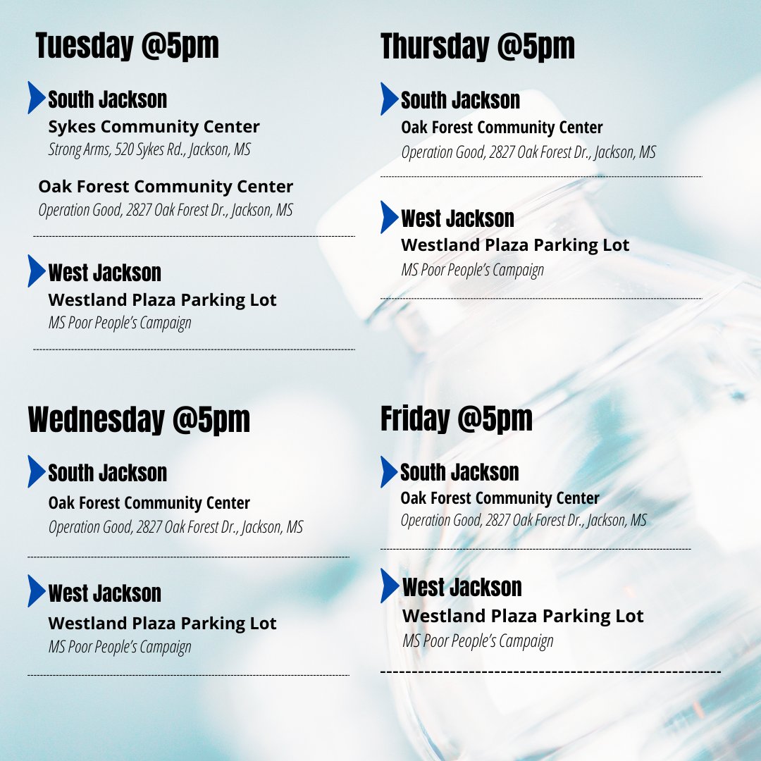 lumumbasvision's tweet photo. Here is the MRRC water distribution schedule for the rest of the week! https://t.co/2ax0X2945O