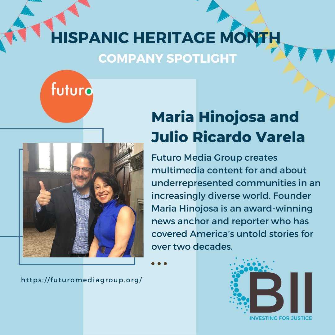In honor of Hispanic Heritage Month, we are spotlighting Latino-owned businesses in the BII portfolio! <a href="/futuromedia/">Futuro Media</a> produces multimedia content for and about underrepresented communities in an increasingly diverse world. To learn more, visit: futuromediagroup.org #HHM