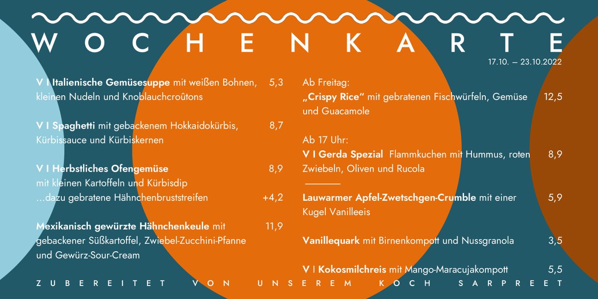 cafemezzo's tweet photo. Mezzo Wochenkarte KW42 - Der Oktober bringt Kürbis ins Mezzo! 🎃 https://t.co/bUskBkPFc9