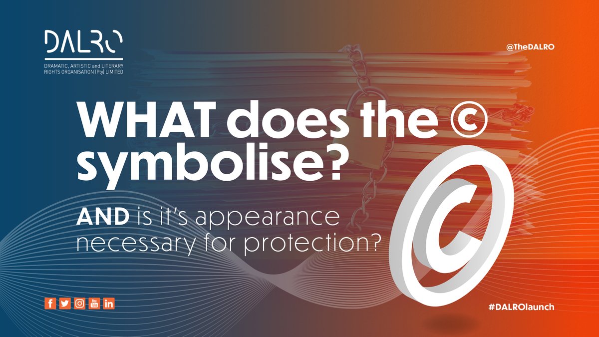 TheDALRO's tweet photo. Though it is widely understood that the ยฉ symbol identifies a work as being copyright protected, the absence of the symbol does not affect the copyright status of a work, nor does its usage afford protection in a work which otherwise does not qualify for protection.
#DALROlaunch https://t.co/GMPXVdAzfR