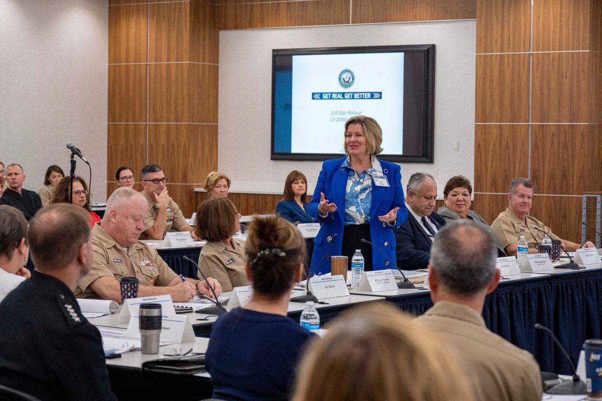 USNavyCNO's tweet photo. #GetRealGetBetter is a call to action for every leader, at every level – including here in DC. Great content coming out of the Three and Four Star Flag Officer Symposium today focusing not only on where we are now, but where we want to be, and how we plan to get there. https://t.co/Tt7yrZ8v61