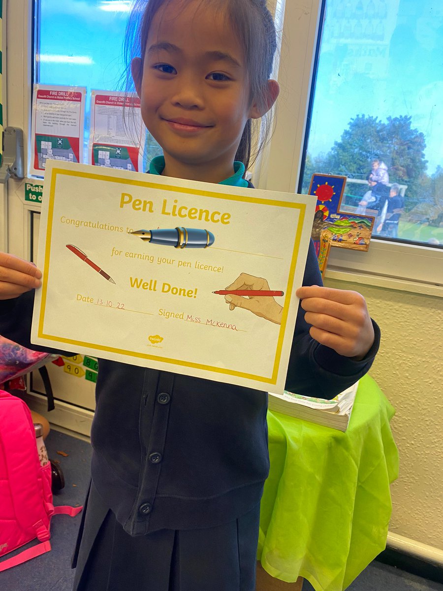 GwenfoCWPrimary's tweet photo. Congratulations to our first pupil in @gwenfoy3 achieving her pen license, a very well deserved achievement! 👏 https://t.co/zgIOROrgBa