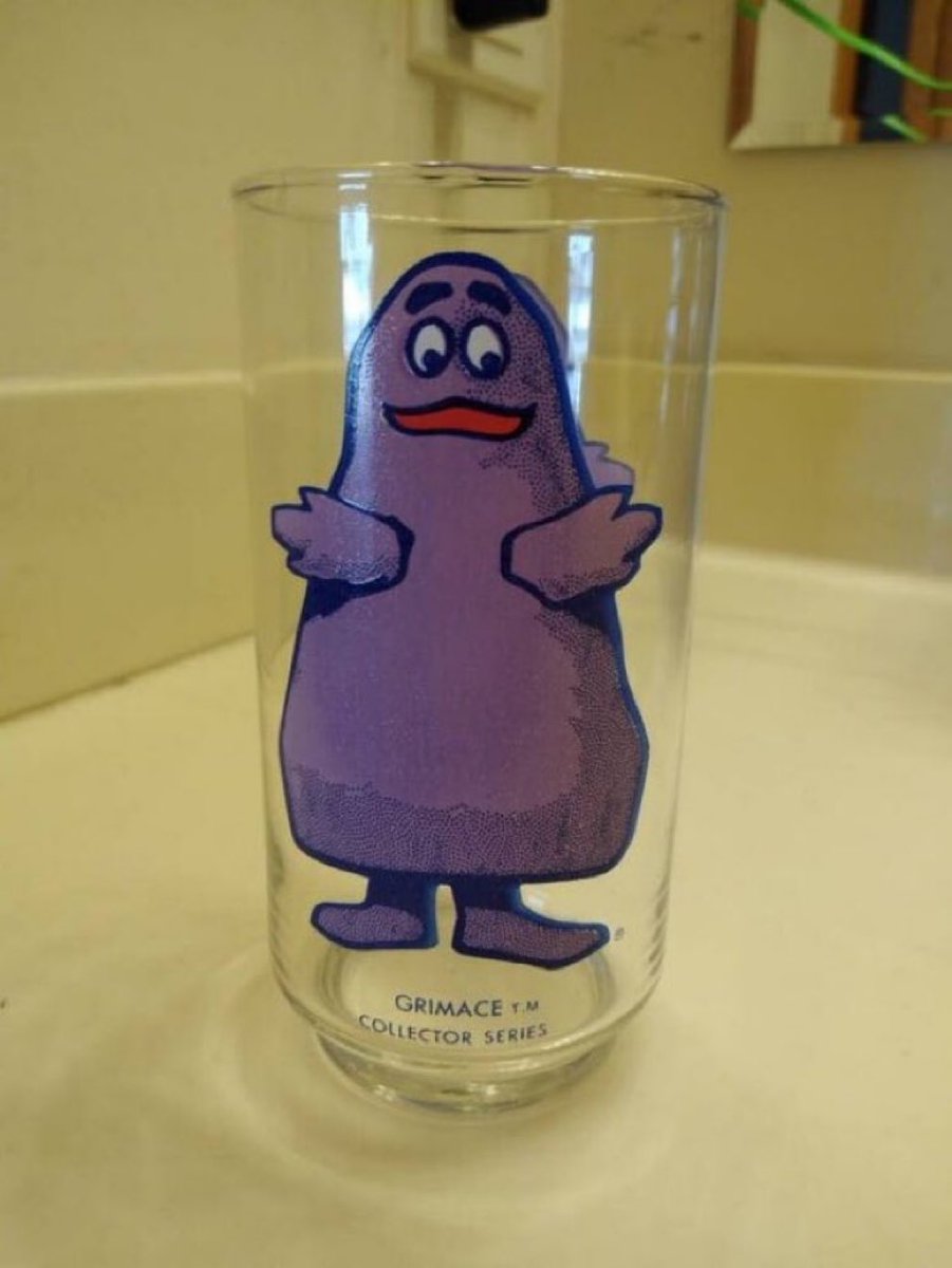 After a hard day at the office there’s nothing like pouring a nice whisky in your Grimace glass and reflecting upon where your life went wrong.