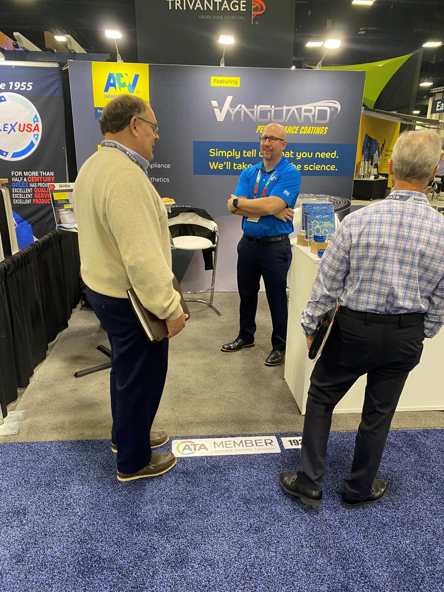 APVCoatings's tweet photo. Looking for a way to give your next textile or industrial fabric project better stain and microbial resistance? Stop by booth 1936 at @IFAIExpo to meet with Sr. Development Chemist Cory Baker and the team from @APVCoatings and @ultratech #VYNGUARD #EVERSHIELD #AVEHO https://t.co/NUwyVcQ6CT