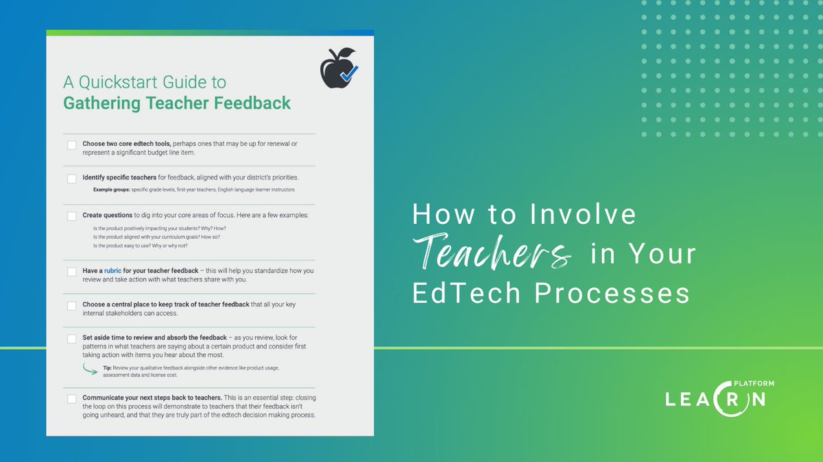 Hallway conversations and emails can get lost, but #teachers must be part of the #EdTech conversation – everyone benefits when information is shared. Check out 3 best practices for involving teachers in your edtech processes: learnplatform.com/blog/how-to-in…