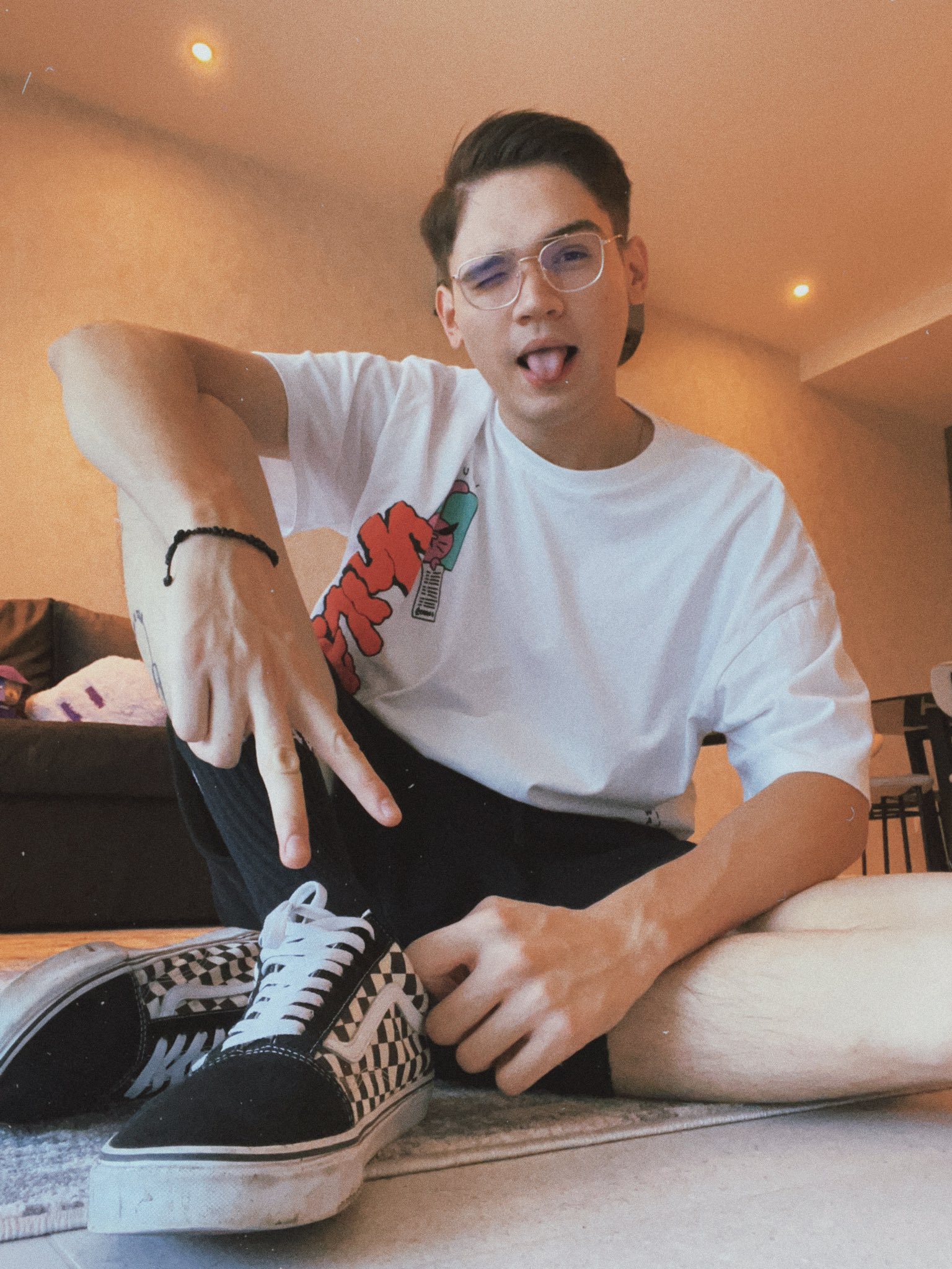 Boys wearing shop checkered vans