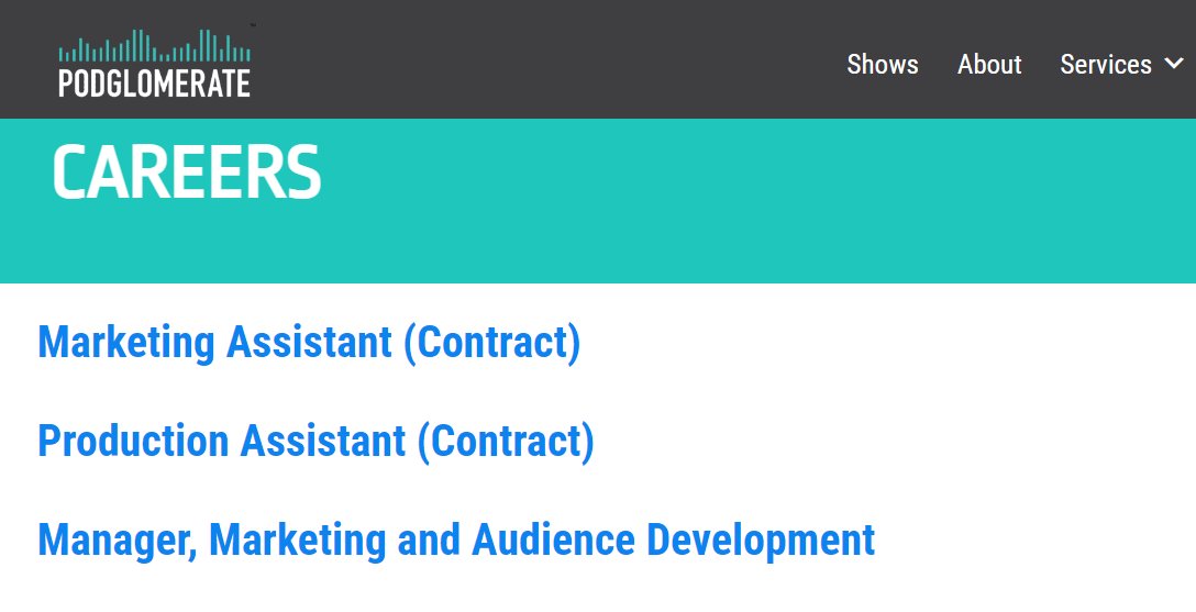 🌟 Job Alert!🌟

If you 💗 podcasts, then I have awesome news:

Excited to share that we're growing <a href="/podglomerate/">Podglomerate</a> (where we work with *amazing* shows from <a href="/nprstations/">NPRMemberPartnership</a>, <a href="/PBS/">PBS</a>, <a href="/ForeverDogTeam/">FOREVER DOG</a>, <a href="/Harvard/">Harvard University</a>, <a href="/Hubspot/">HubSpot</a> + beyond).

➡️ thepodglomerate.com/employment-at-…

#ReignyDayJobs #podcastjobs
