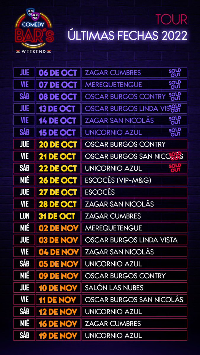 LordMarcoPolo's tweet photo. Así el #ComedyBarsWeekend en Monterrey. Definitivamente son las ÚLTIMAS FECHAS 😲😭 https://t.co/PK3rReXKfe