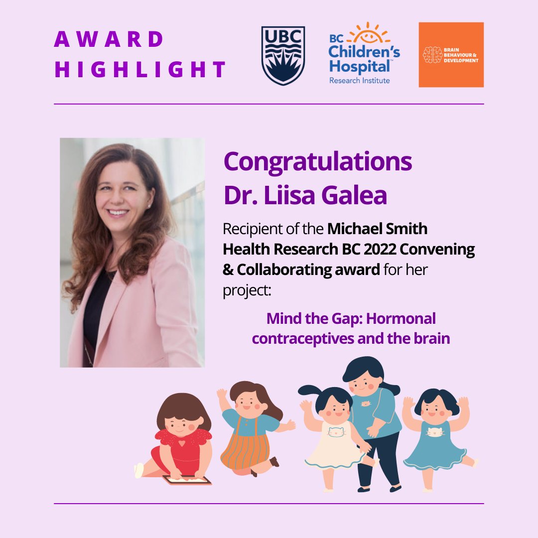 BBDtheme's tweet image. Congratulations to BB&amp;amp;D Affiliate Investigator Dr. @LiisaGalea for receiving the Michael Smith @HlthResearchBC 2022 Convening &amp;amp; Collaborating award for her project "Mind the gap: Hormonal contraceptives and the brain".

Read more here: bit.ly/3RZc7LA
