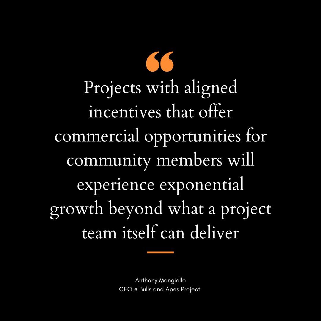 _LDMS's tweet photo. “Projects with aligned incentives that offer commercial opportunities for community members will experience exponential growth beyond what a project team itself can deliver”
@anthonymongiel3 | CEO @BullsApesProj
Crypto Business Conference 2022 #Cbiz22 https://t.co/sC7jTMKzgU