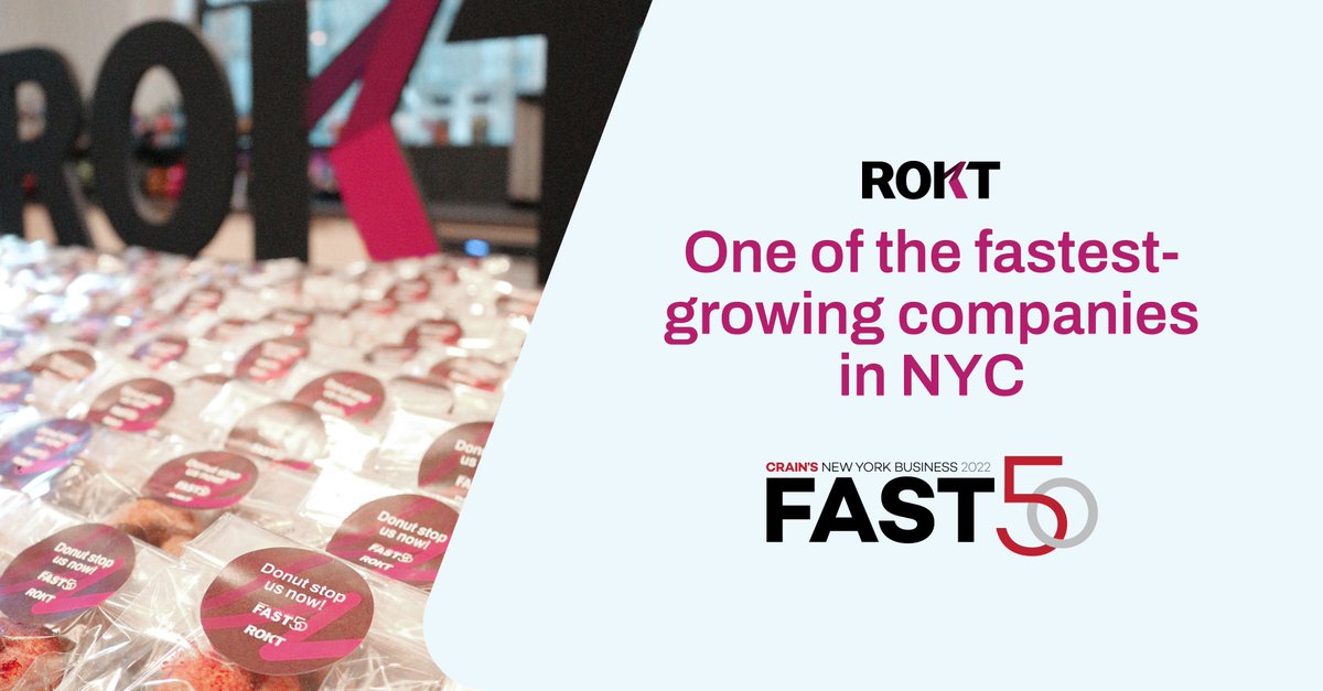 We’re excited to announce that Rokt has been recognized on @CrainsNewYork Business Fast 50 list for one of the fastest growing companies in NYC! It was sweet to be ranked so we celebrated with 🍩s in the office! Read our blog to learn more → rokt.com/blog/rokt-rank…