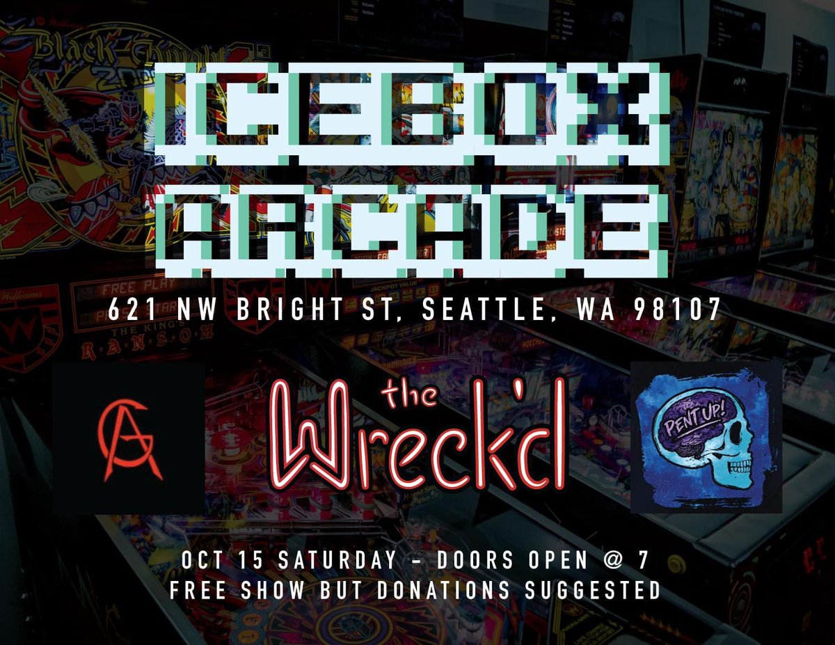 PentUpRock's tweet photo. Catch our last show of 2022 this Saturday! We are so stoked to play in this lineup, The Wreck’d and @AtrocityGirl are gonna help us blow the roof off the place… Probably not getting the deposit back! #seattle #seattlemusic #livemusic #localband #alternativerock #punk #punkrock https://t.co/RJMH5zHTfN