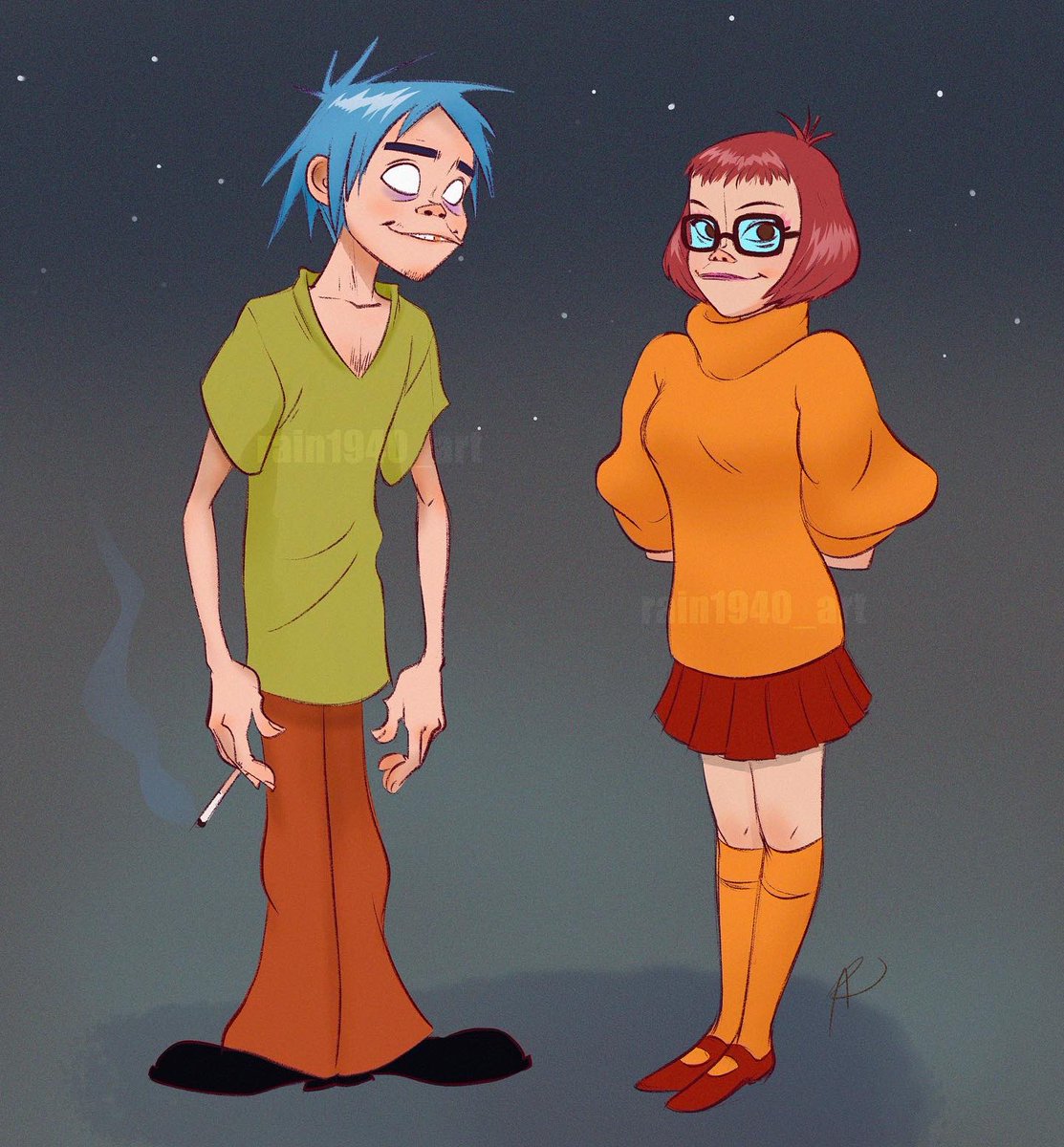 Strange trick-or-treaters on Halloween night. #scoobydoo #gorillaz