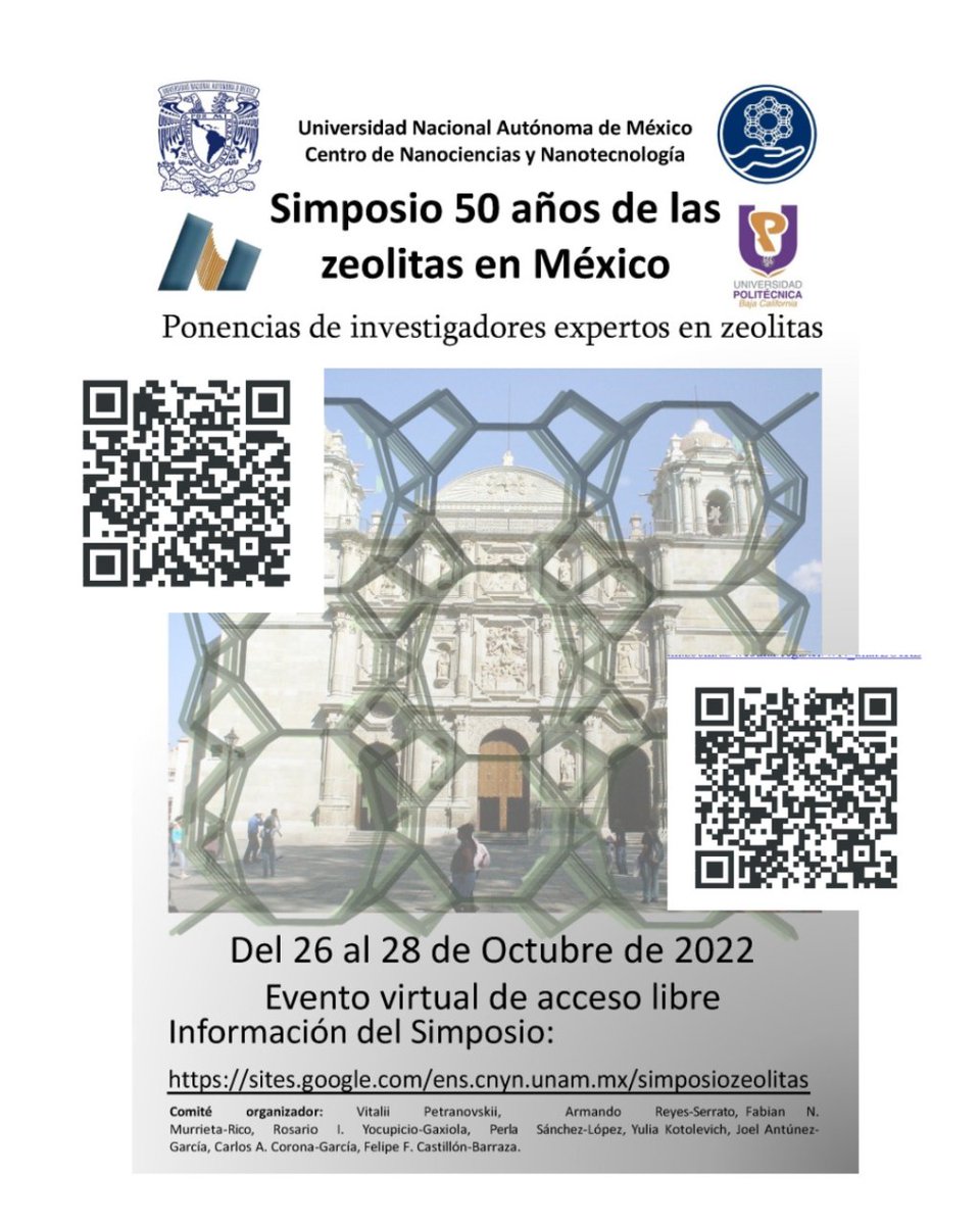 SMMaterAC's tweet photo. La @UNAM_MX , Centro de Nanociencias y Nanotecnología invita | Simposio 50 años de las Zeolitas en México.
26 a 28 octubre 2022
Acceso libre
https://t.co/fvadBObtBH
https://t.co/CpcWhlrJFF
#Simposiozeolitasemexico #UNAM #CentrodeNanocienciasyNanotecnología #UPBC #SMMater https://t.co/J4AwdCoK0z