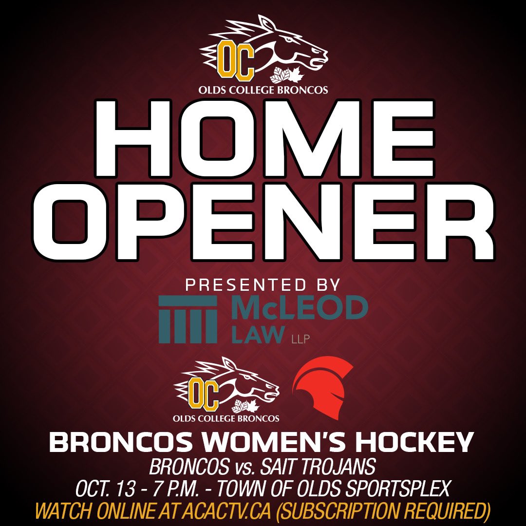 🚨GAME DAY🚨

It’s finally here! Your women’s hockey Broncos will hit the Sportsplex TONIGHT as SAIT makes the trip up Highway 2!

#GoBroncos #HorsePower
